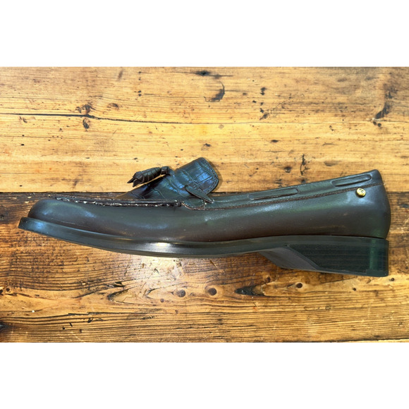 Etienne Aigner Gotham Brown Embossed Penny Loafer Womens Shoes Flats Tassel 8.5M - Picture 8 of 14